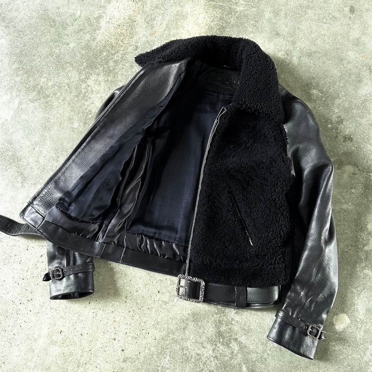 Special Order 1/1 Belted Dagger Sherpa Leather Bomber Jacket