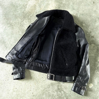 Special Order 1/1 Belted Dagger Sherpa Leather Bomber Jacket