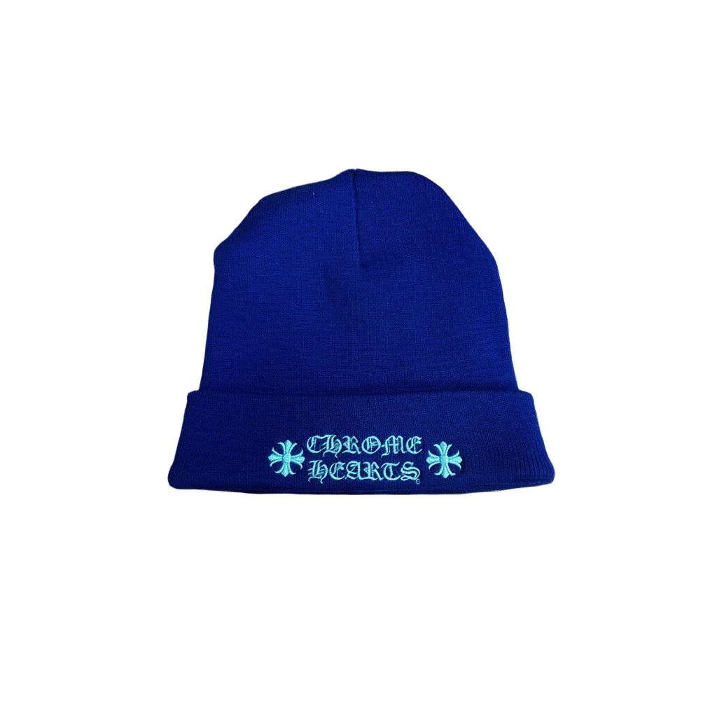 Chrome Hearts Blue Cross Embroidered Beanie