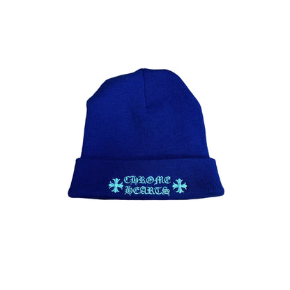 Chrome Hearts Blue Cross Embroidered Beanie